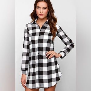 BB Dakota Tanwyn Black and White Plaid Shirt Dress